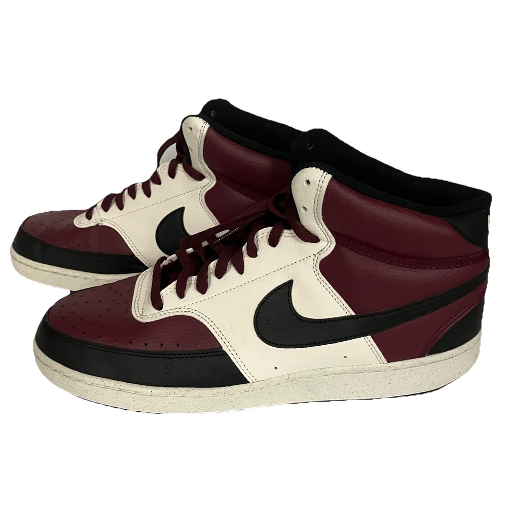 Men's Size 13 Nike Court Vision Next Nature Mid Dark Beetroot Black Sail‎